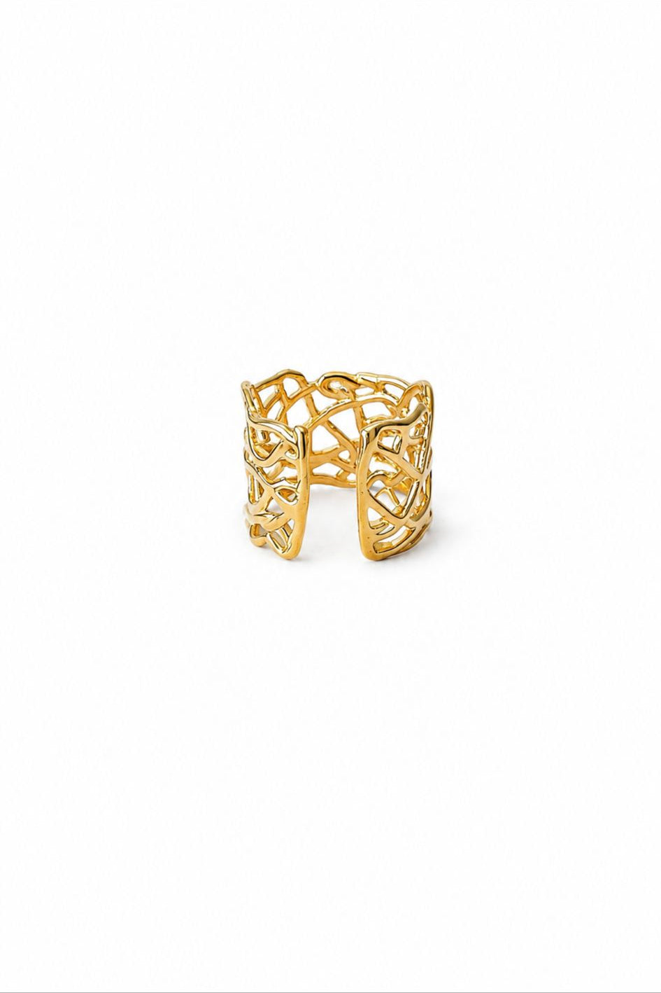 Gold Filigree Wide Ring