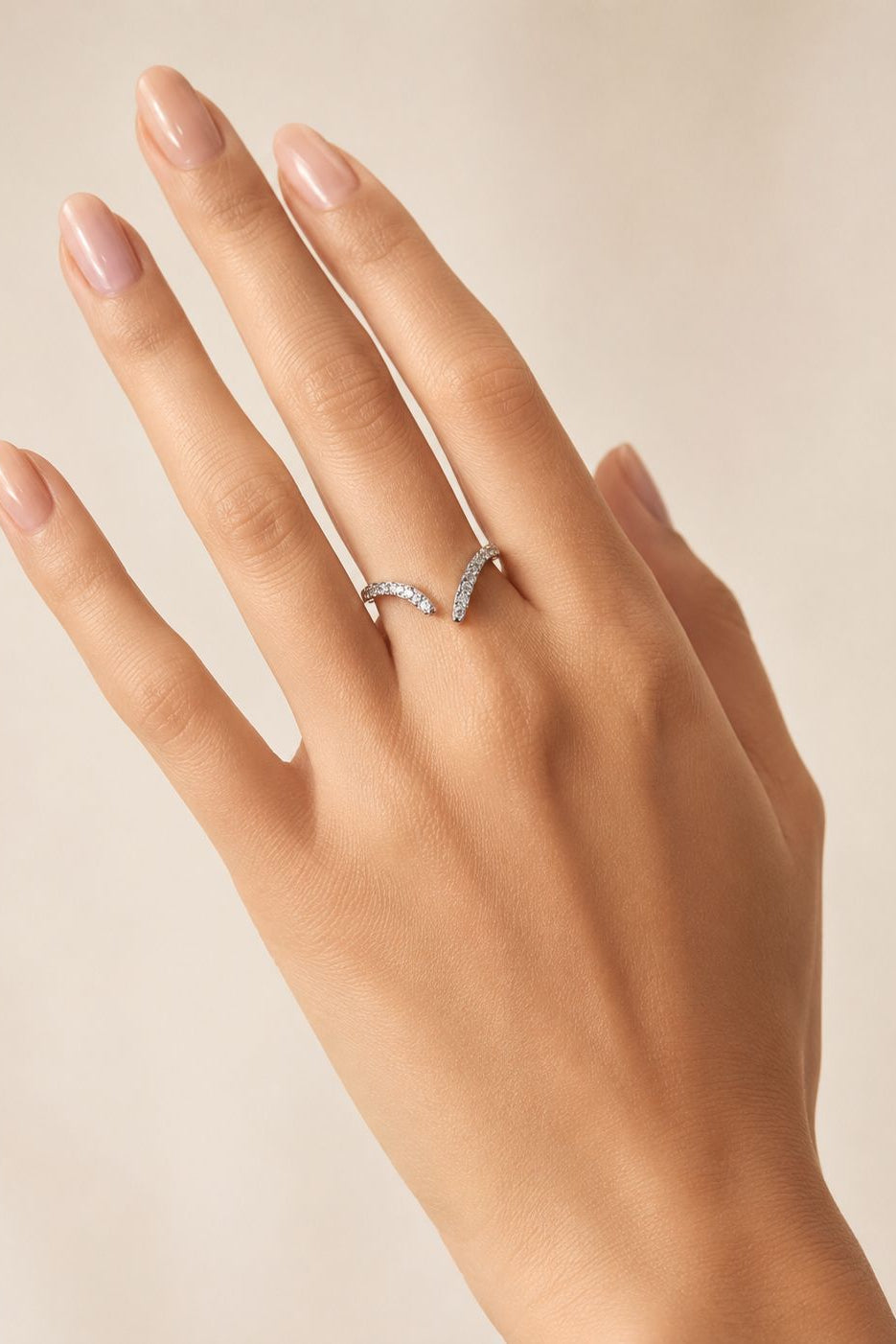 Silver Pavé Wishbone Ring