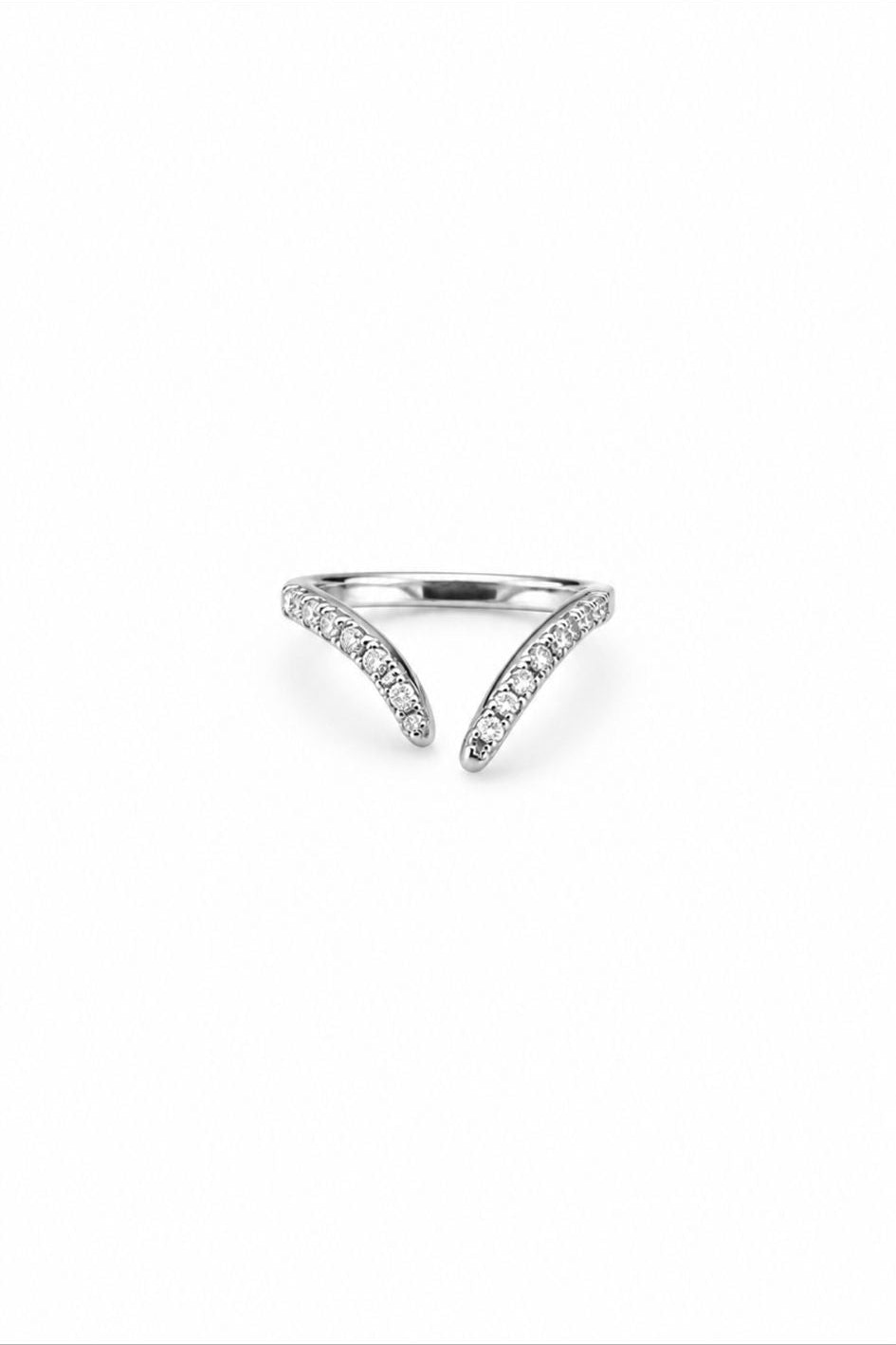 White gold plated ring on a white background