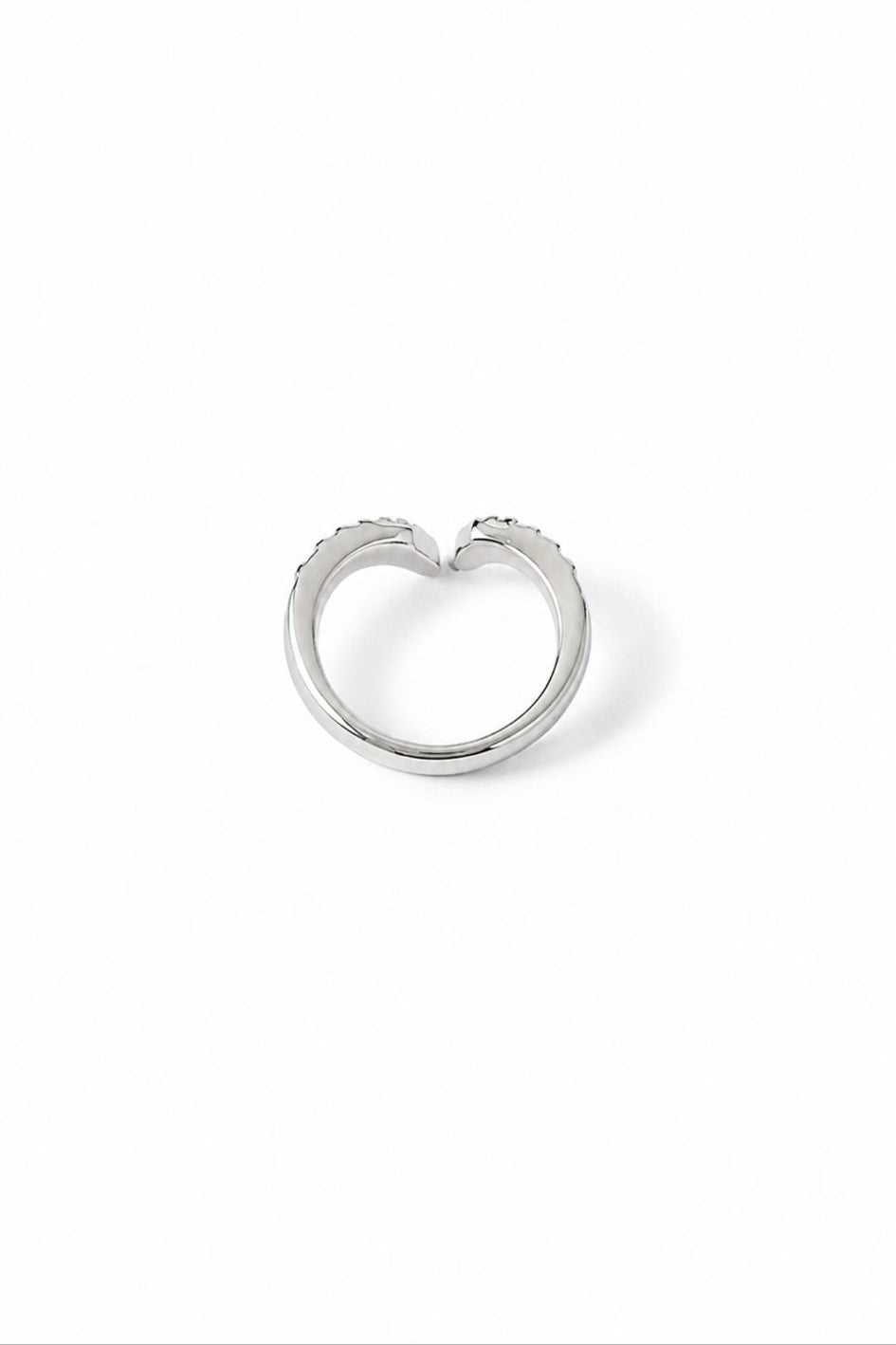 White gold plated ring on a white background