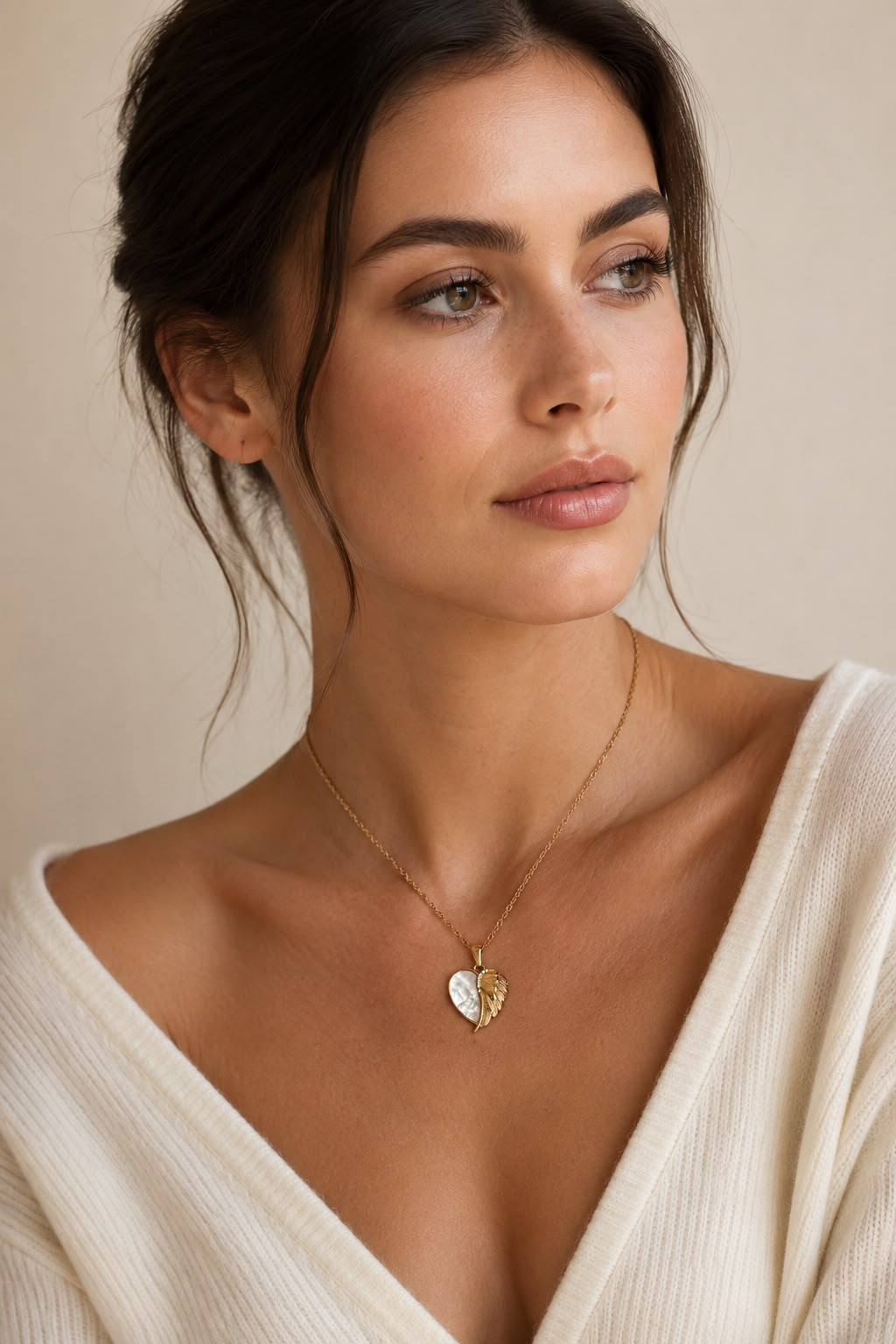 Angel Wing Heart Pendant Necklace