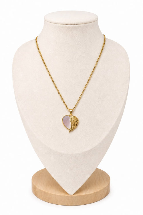 Angel Wing Heart Pendant Necklace
