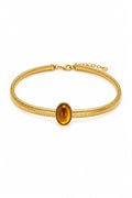 Amber Cabochon Snake Choker