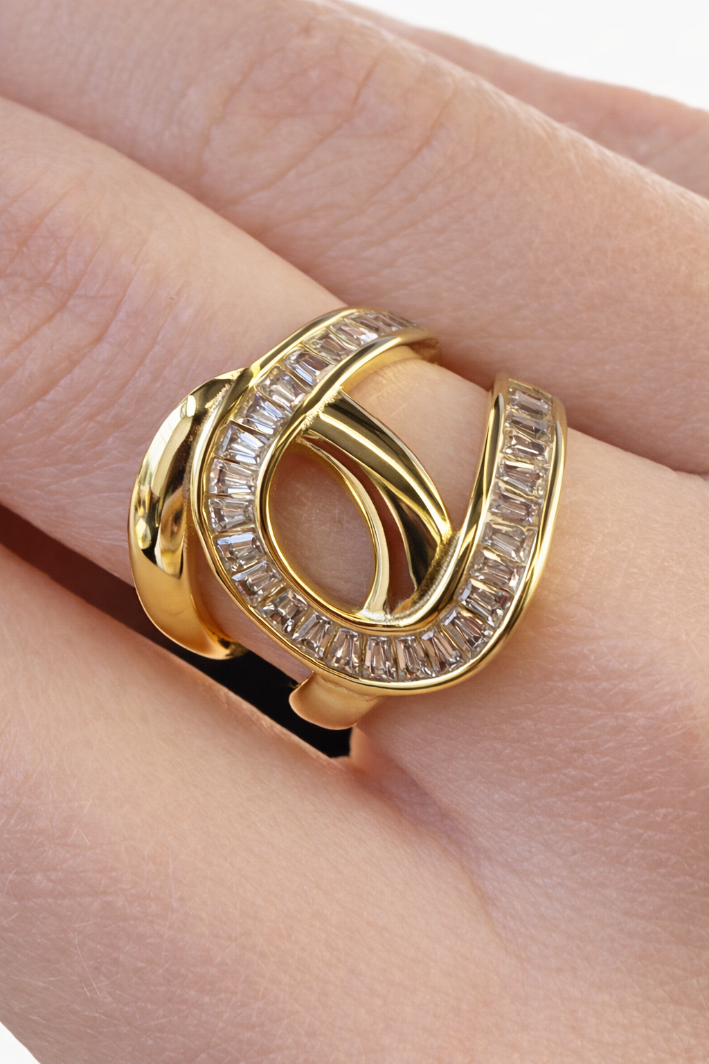 Baguette Crystal Open Ring