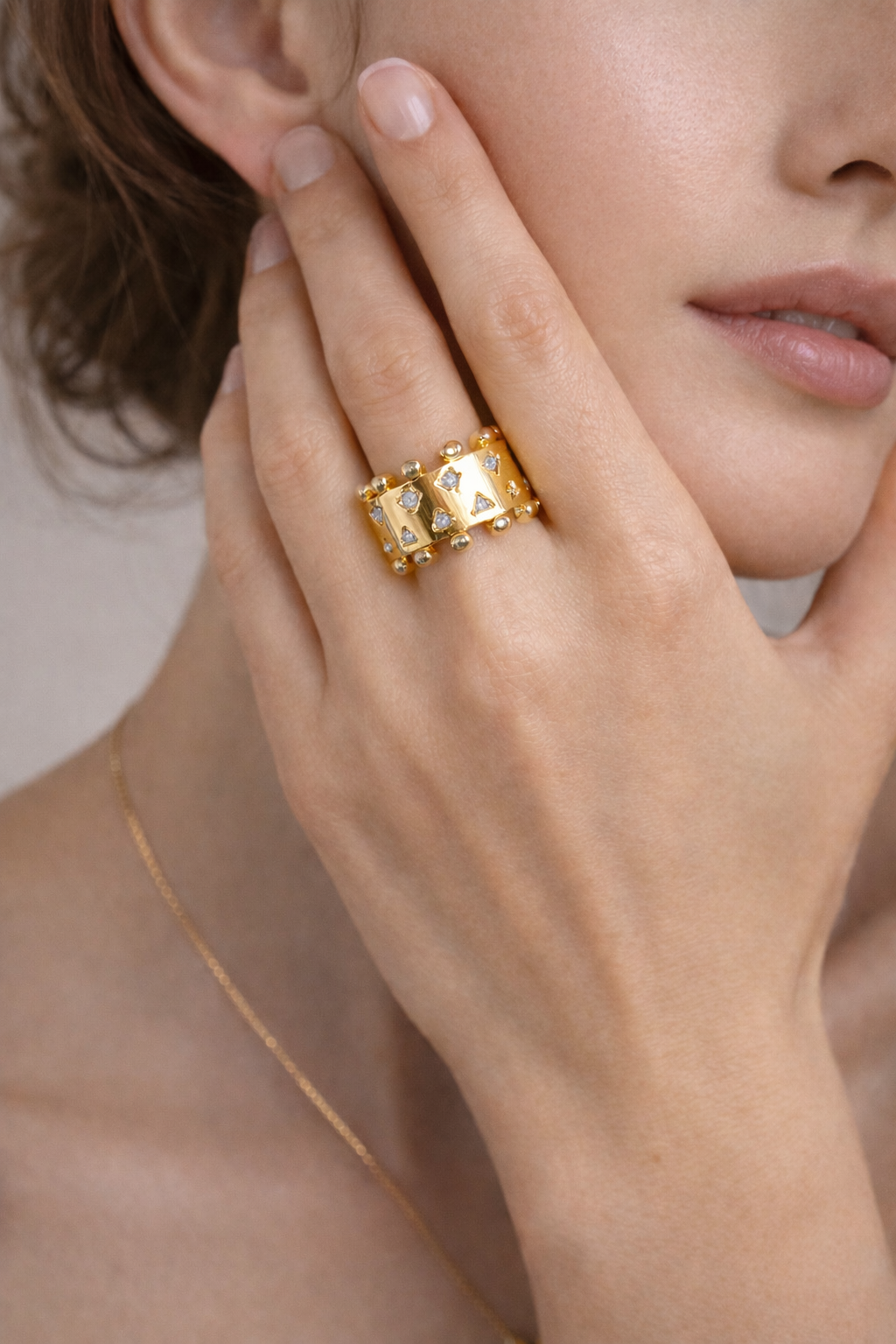 Byzantine Crystal Wide Band Ring