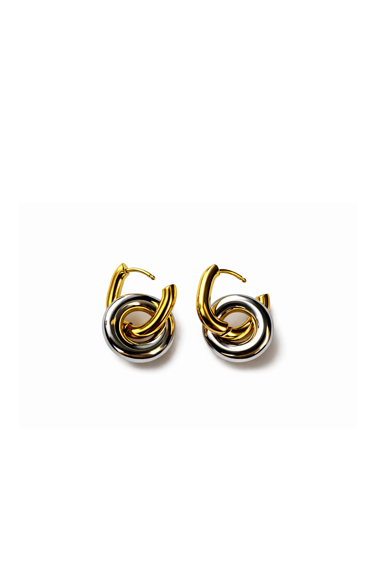 Chunky Linked Ring Drop Huggie Earrings