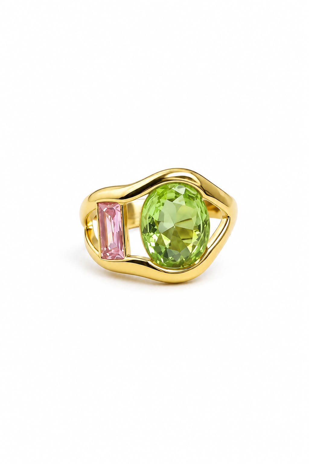 Green & Pink Wave Ring