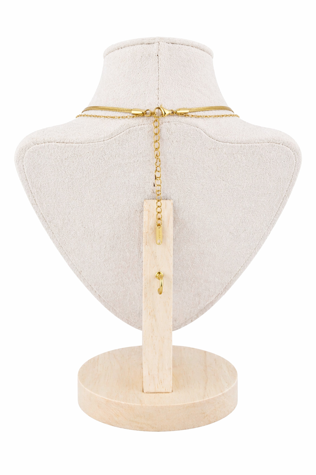 Gold Flat & Crystal Drop Double Necklace
