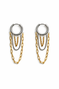 Layered Chain Drape Huggie Hoop Earrings