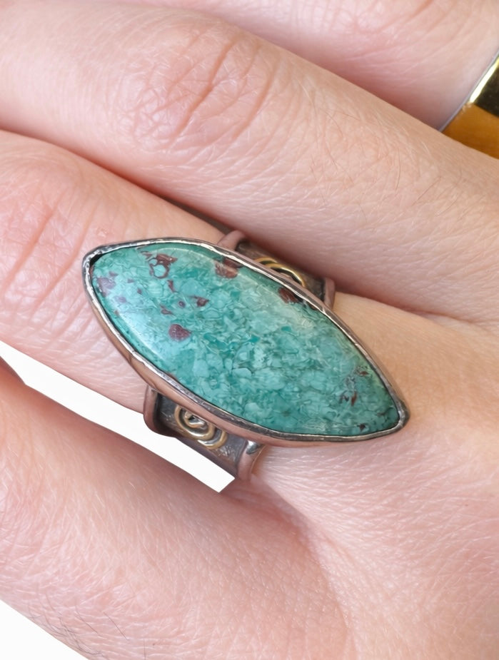 Marquise Turquoise Silver Statement Ring