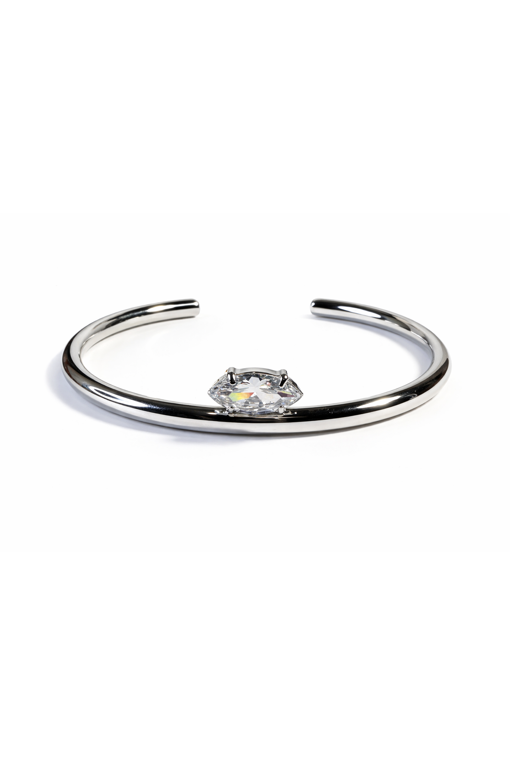 Stainless steel bracelet with a zircom on a white background