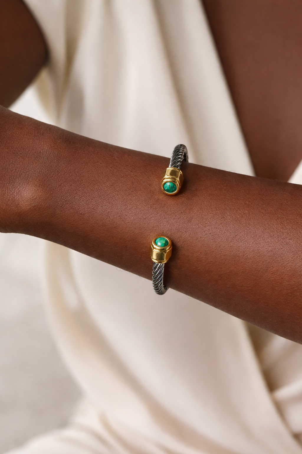 Malachite Cable Twist Cuff Bracelet