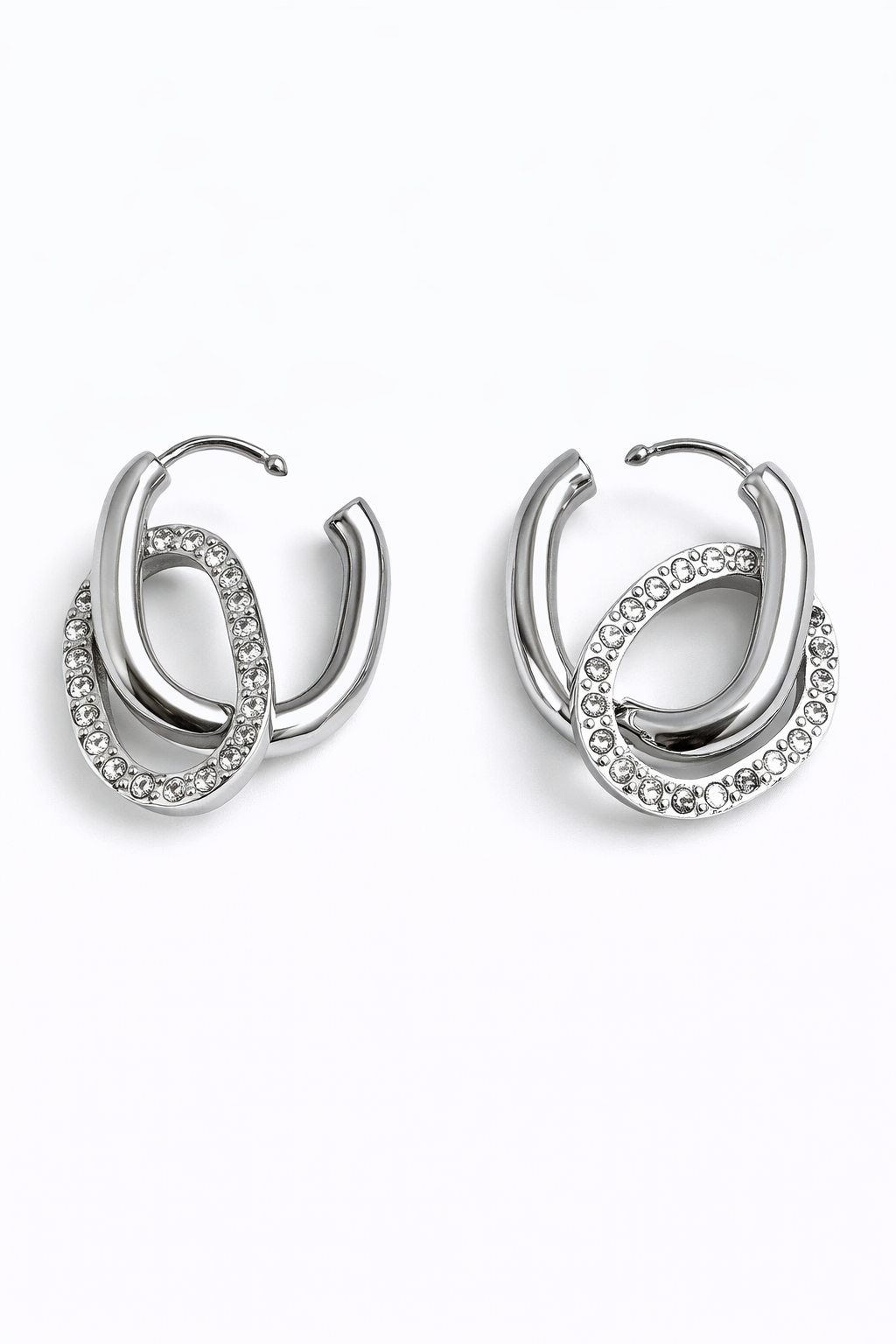 Double Hoop Pavé Crystal Earrings