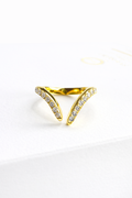 Pavé V-Shape Bypass Open Ring