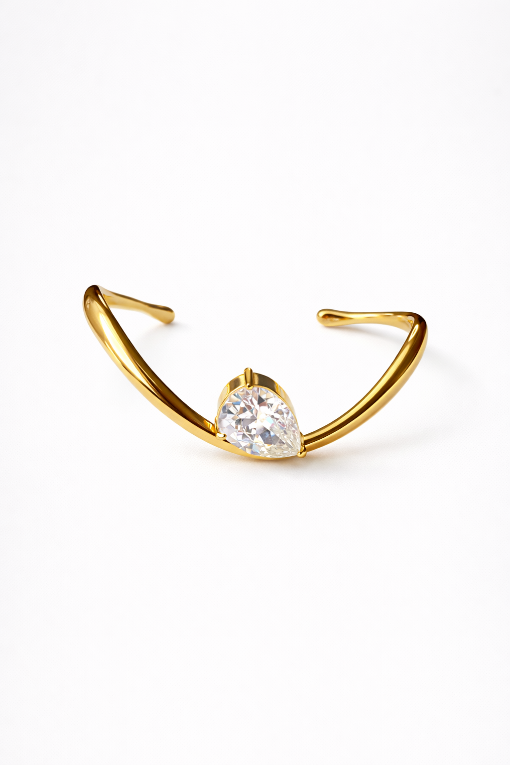Pear Zircon Wave Cuff Bracelet