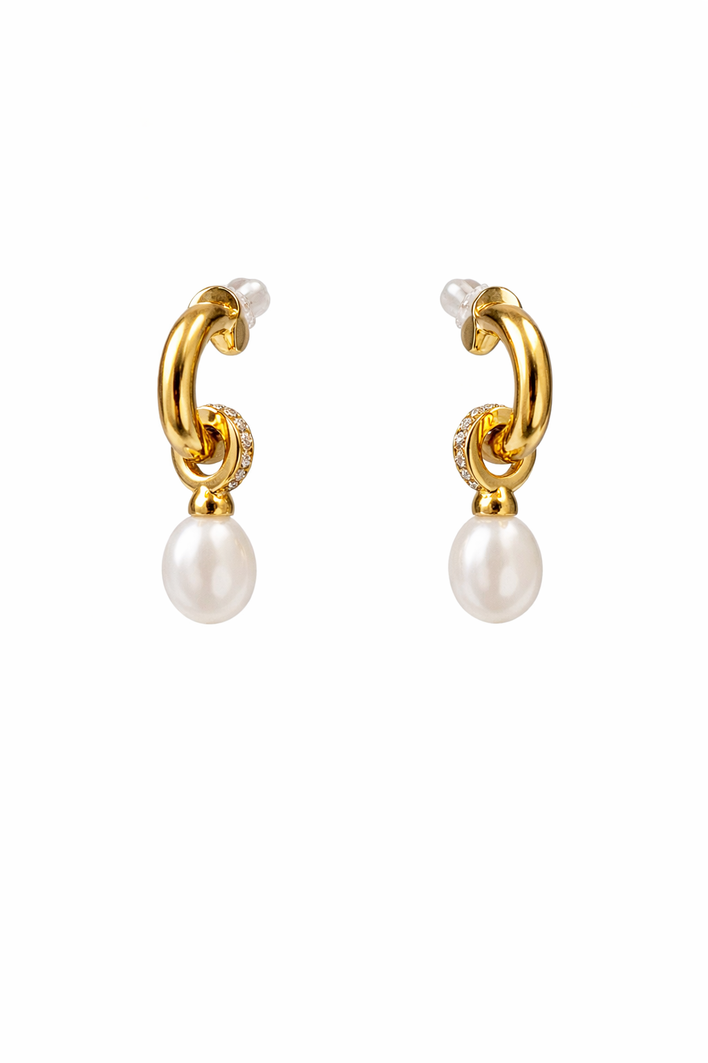 Aria Pearl Drop Hoop Earrings