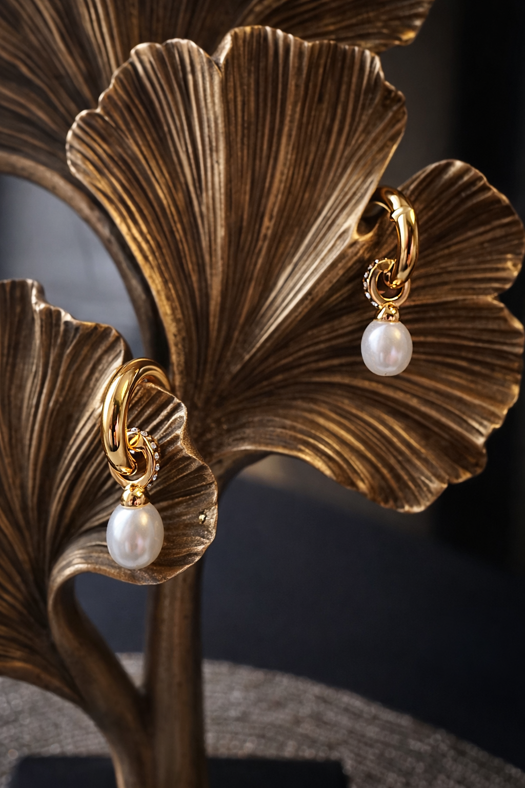 Aria Pearl Drop Hoop Earrings