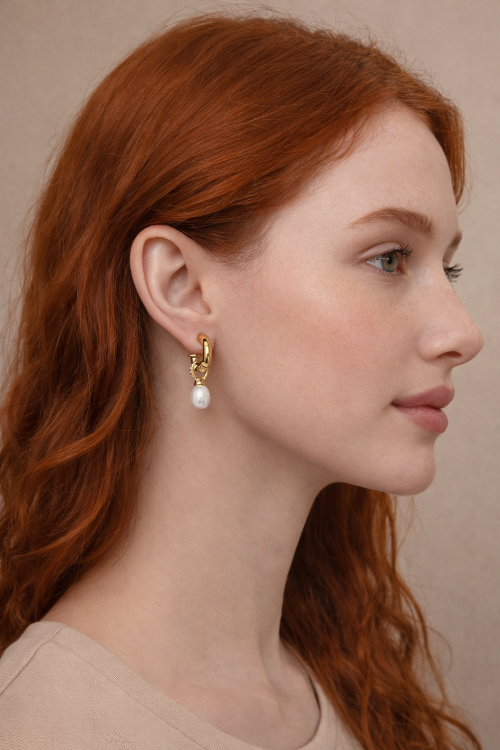 Aria Pearl Drop Hoop Earrings