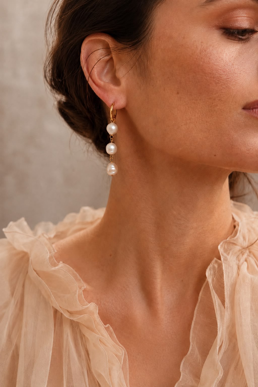 Triple Baroque Pearl Drop Earrings