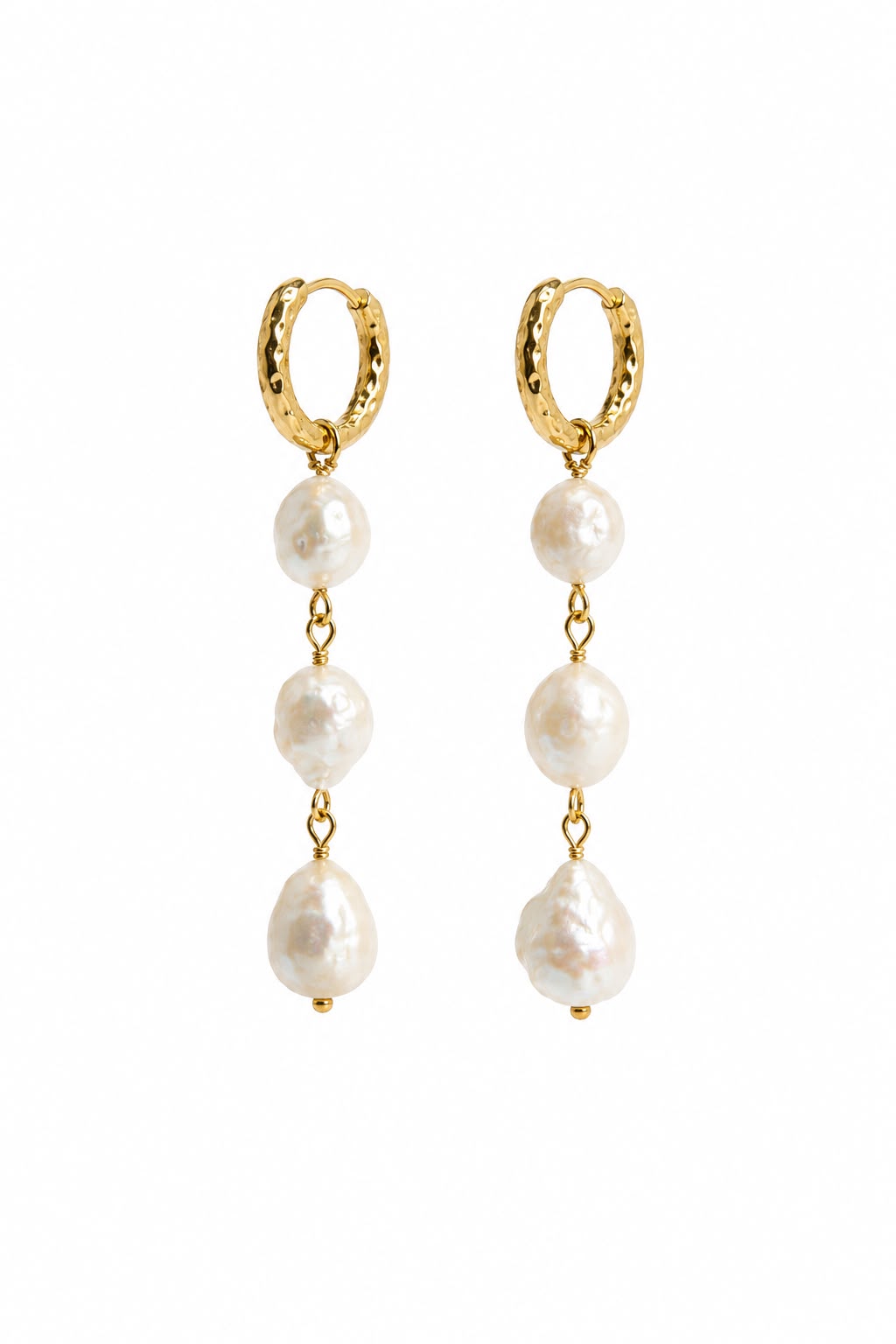 Triple Baroque Pearl Drop Earrings