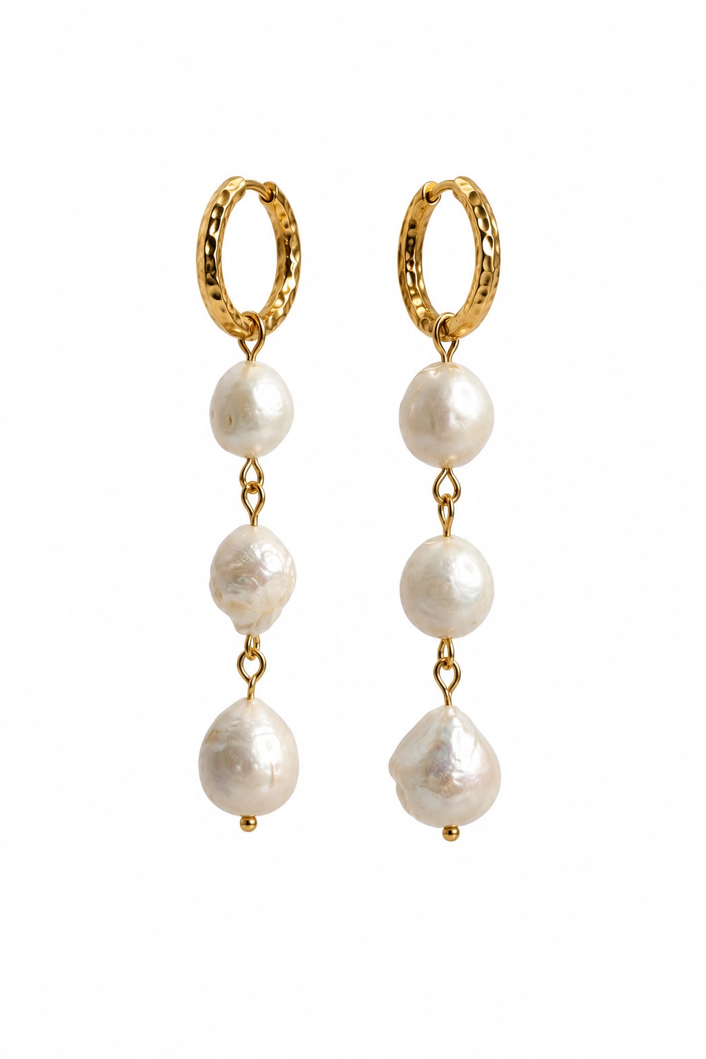 Triple Baroque Pearl Drop Earrings