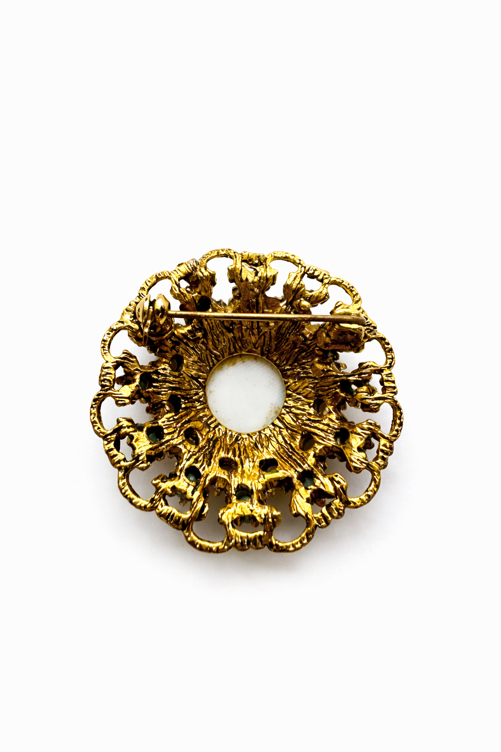 Speckled Glass & Pearl Vintage Brooch